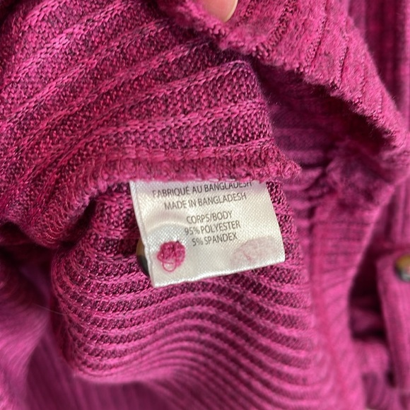 My Style Grape Purple BoatNeck Top Ribbed Button Shoulder Tab Sleeves Plus 2X - Picture 8 of 12